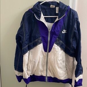Nike Navy and White Windbreaker Jacket